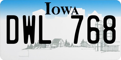 IA license plate DWL768