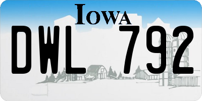 IA license plate DWL792