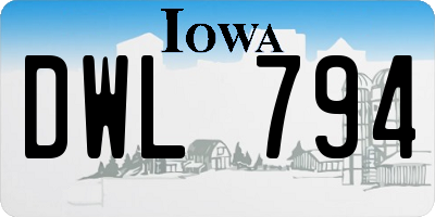 IA license plate DWL794