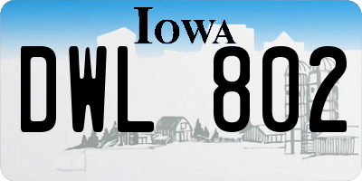 IA license plate DWL802