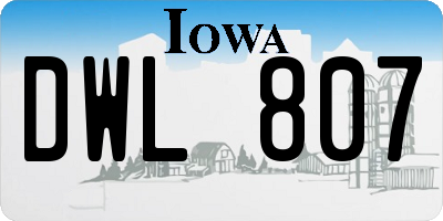IA license plate DWL807