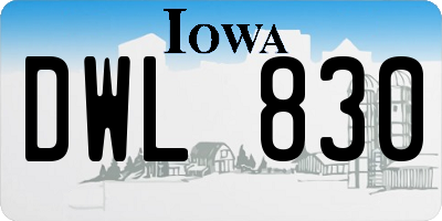 IA license plate DWL830
