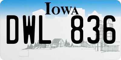 IA license plate DWL836