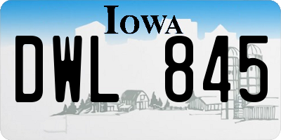 IA license plate DWL845