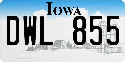 IA license plate DWL855