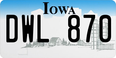 IA license plate DWL870