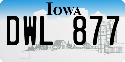 IA license plate DWL877