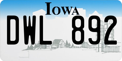 IA license plate DWL892