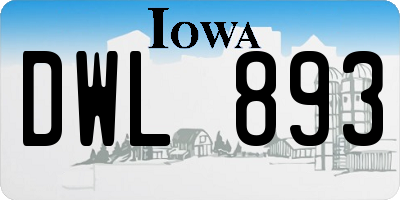 IA license plate DWL893