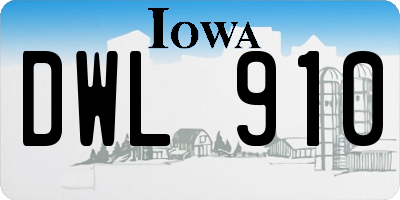 IA license plate DWL910