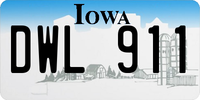 IA license plate DWL911