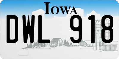 IA license plate DWL918