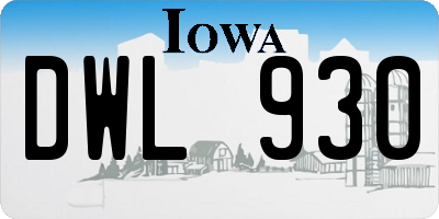 IA license plate DWL930