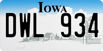 IA license plate DWL934