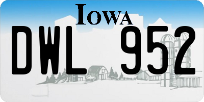 IA license plate DWL952