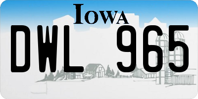 IA license plate DWL965