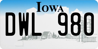 IA license plate DWL980