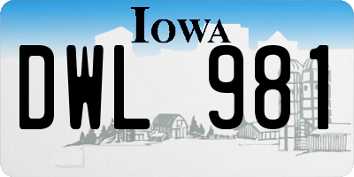 IA license plate DWL981