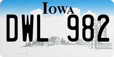 IA license plate DWL982