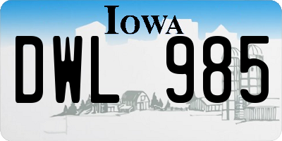 IA license plate DWL985