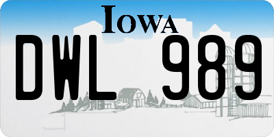 IA license plate DWL989