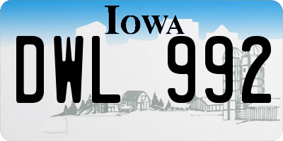 IA license plate DWL992