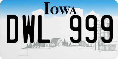 IA license plate DWL999