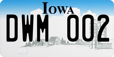 IA license plate DWM002