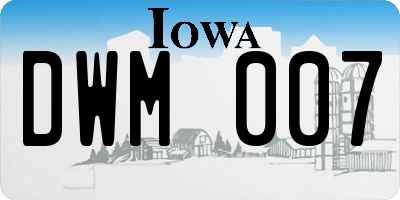 IA license plate DWM007