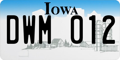 IA license plate DWM012
