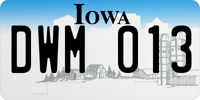 IA license plate DWM013