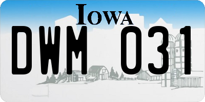 IA license plate DWM031