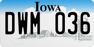 IA license plate DWM036