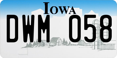 IA license plate DWM058