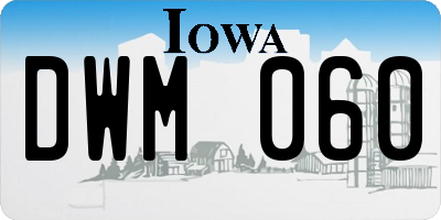 IA license plate DWM060