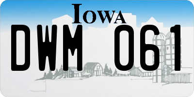 IA license plate DWM061
