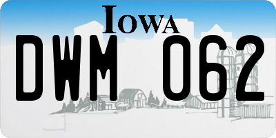 IA license plate DWM062