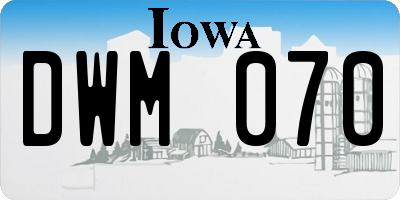 IA license plate DWM070
