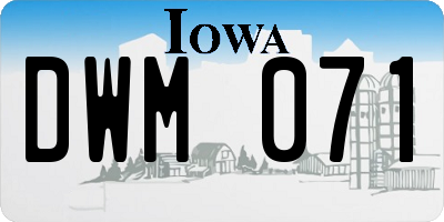 IA license plate DWM071