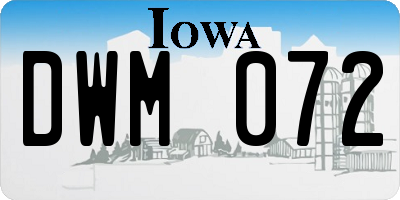 IA license plate DWM072