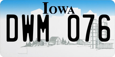 IA license plate DWM076
