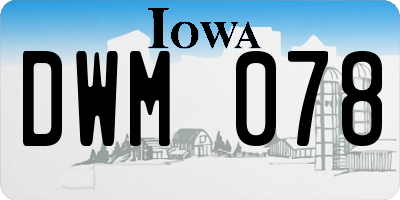 IA license plate DWM078