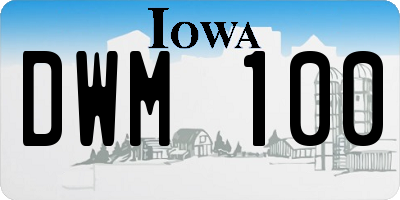 IA license plate DWM100