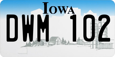 IA license plate DWM102
