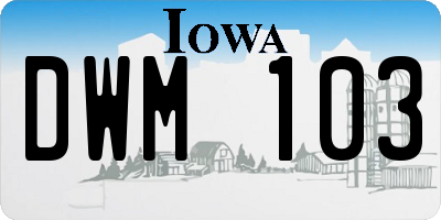 IA license plate DWM103