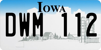 IA license plate DWM112