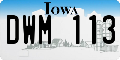 IA license plate DWM113