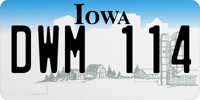 IA license plate DWM114