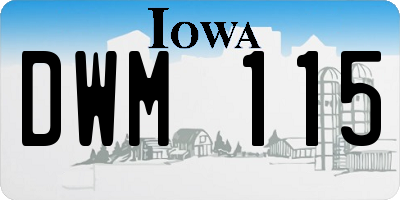 IA license plate DWM115