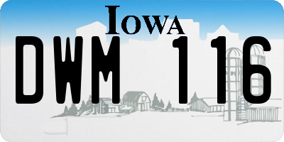 IA license plate DWM116